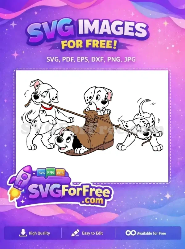 Free Playful Free Boot Stick Dalmatians 101 Disney Free SVG