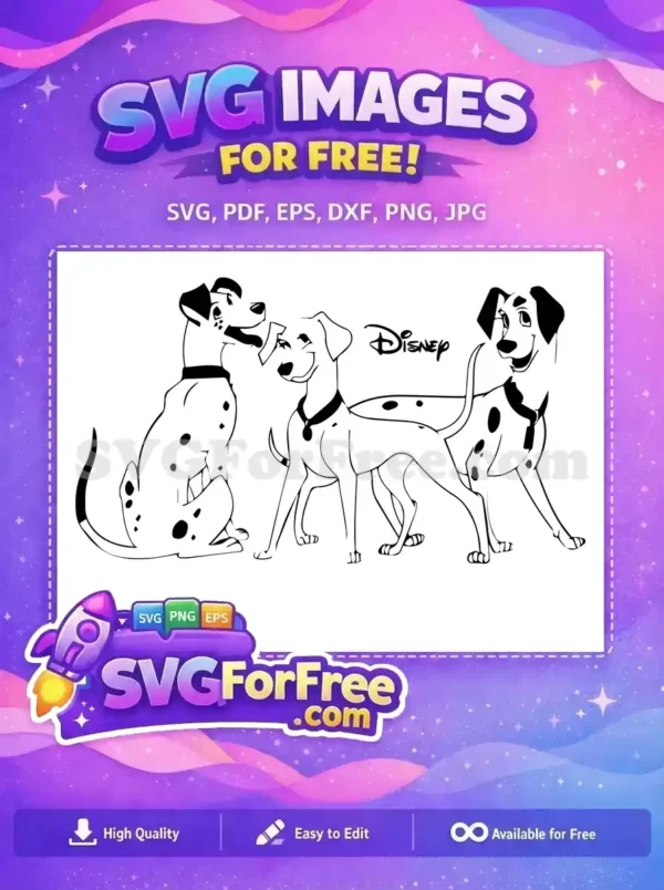 Free Sitting Dalmatians Free Puppy Group 101 Dalmatians Free SVG