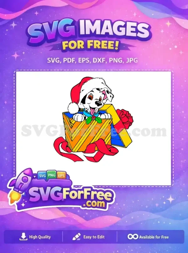 Free Smiling Red-Hat Free Giftbox Dalmatians 101 Disney Free SVG
