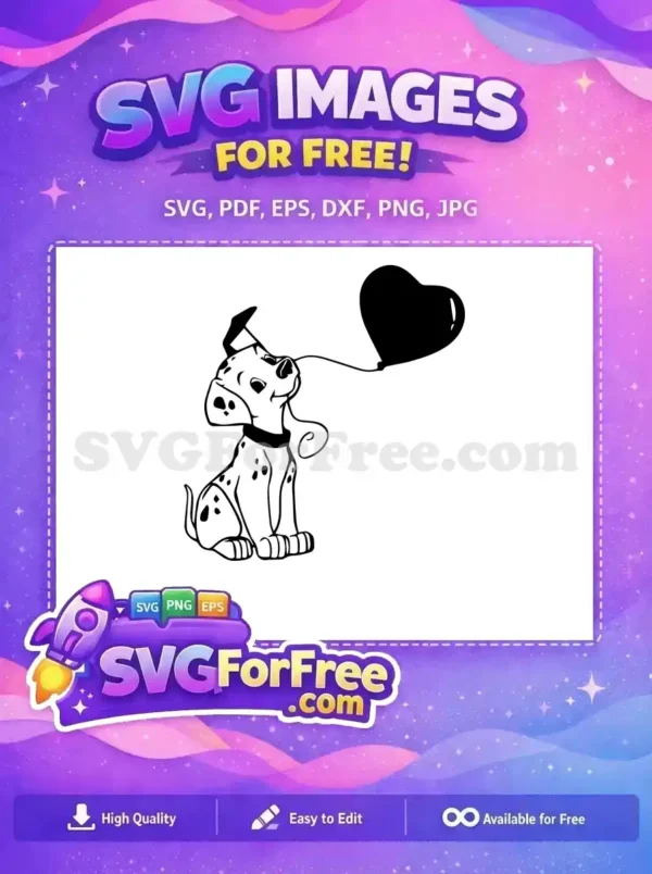 Free spotted puppy Free black heart balloon 101 Dalmatians Disney Free SVG Free spotted puppy Free black heart balloon 101 Dalmatians Disney Free SVG