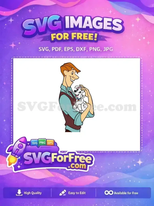 Free Roger holding Puppy Free Dalmatian 101 Disney Free SVG