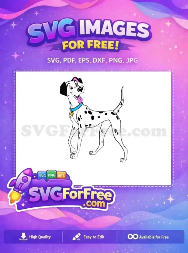 Free Pongo Smiling Free Blue Collar Dalmatians 101 Disney Free SVG 1