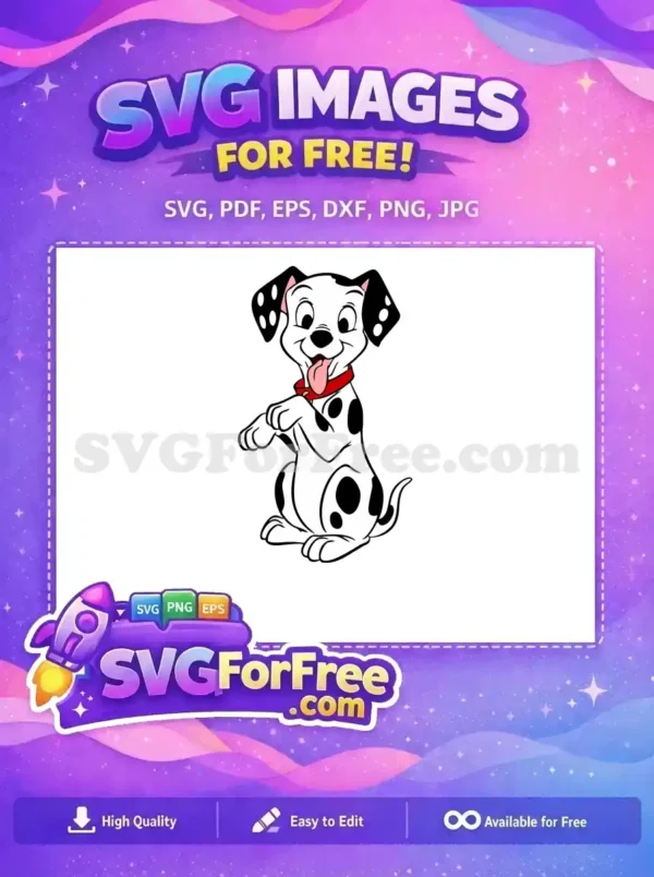 Free Happy Spotted Free Red Collar Dalmatians 101 Disney Free SVG