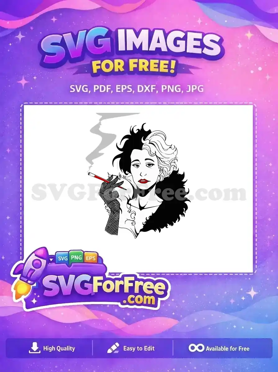 Free Cruella Smoking Free Bicolor Hair Dalmatians 101 Disney Free SVG