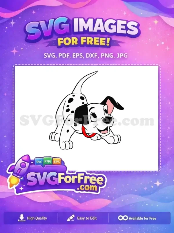 Free Playful Puppy Free Red Collar 101 Dalmatians Free SVG