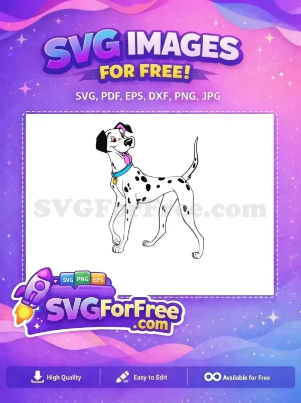 Free Pongo Smiling Free Blue Collar Dalmatians 101 Disney Free SVG 2