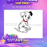 Free Happy Smiling Puppy Free Red Collar Dalmatians 101 Disney Free SVG - Instant Download