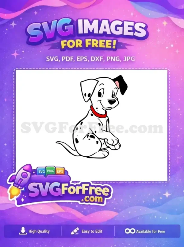 Free Happy Smiling Puppy Free Red Collar Dalmatians 101 Disney Free SVG