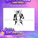 Free Monochrome Outline Free Katanas Dynamic Pose Deadpool Cartoon Free SVG - Instant Download
