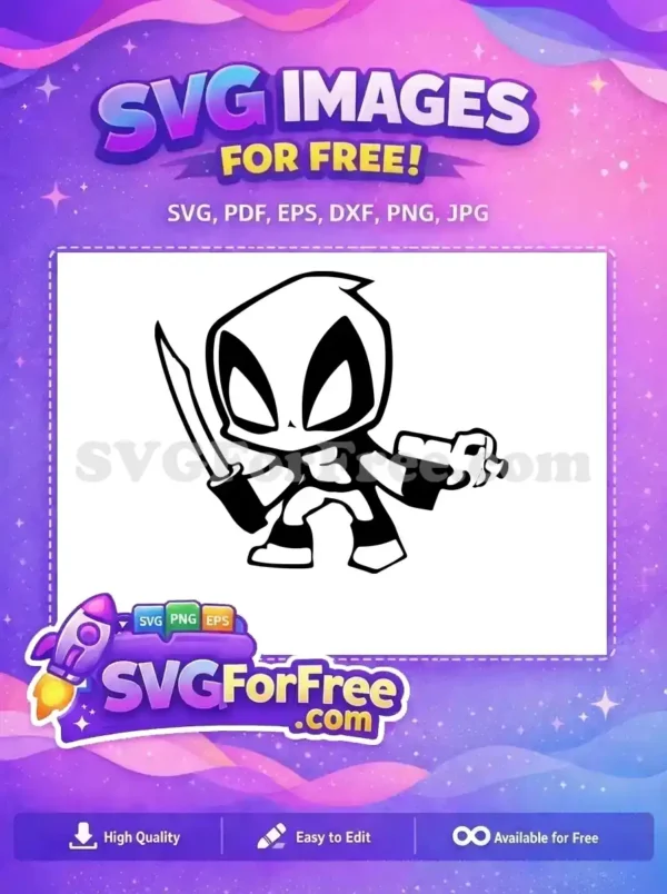 Free Chibi Deadpool Knife Free Pistol Black Marvel Cartoon Free SVG Free Chibi Deadpool Knife Free Pistol Black Marvel Cartoon Free SVG