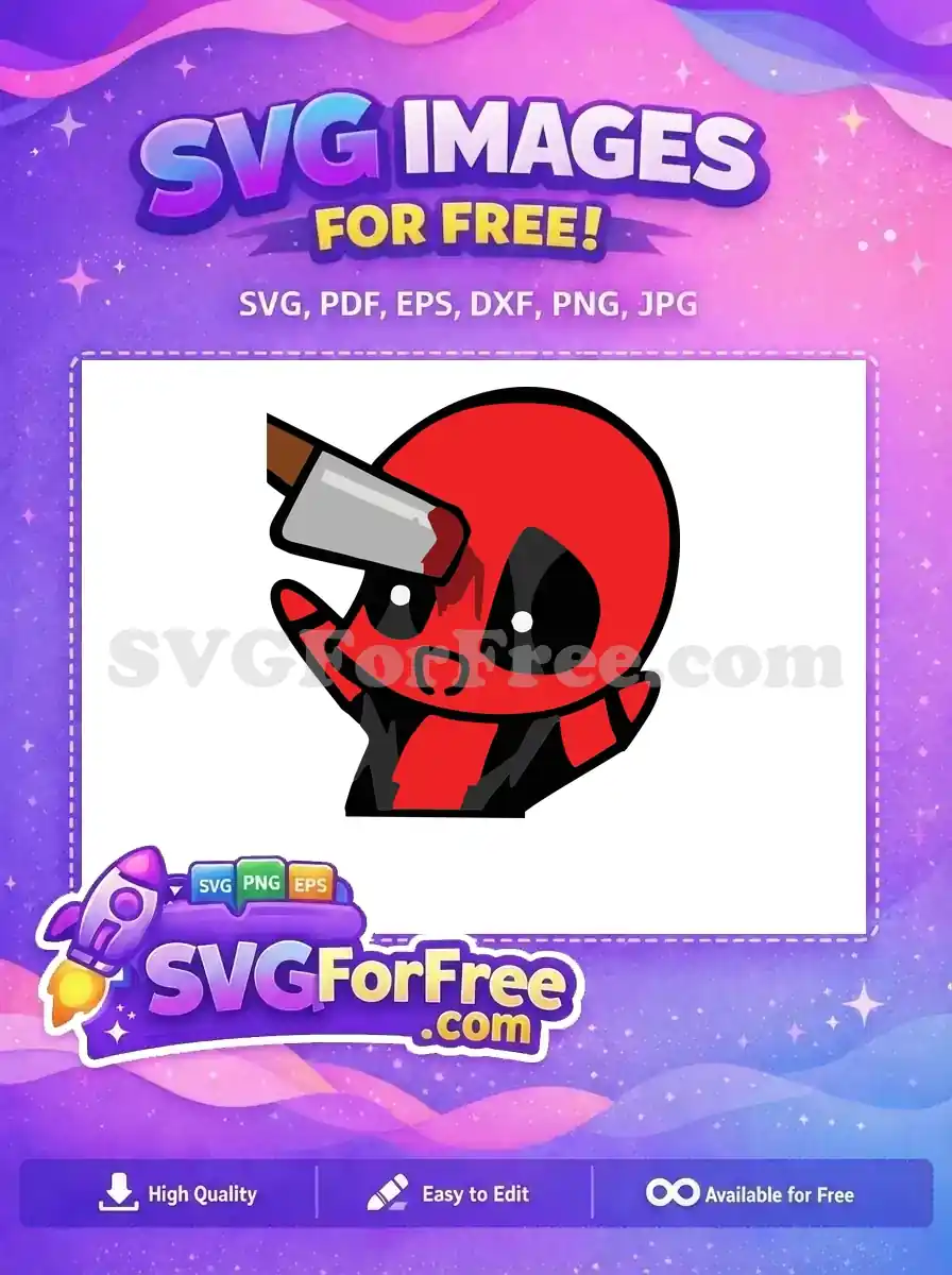 Free Surprised Deadpool Free Bloody Knife Red-Black Deadpool Cartoon Free SVG