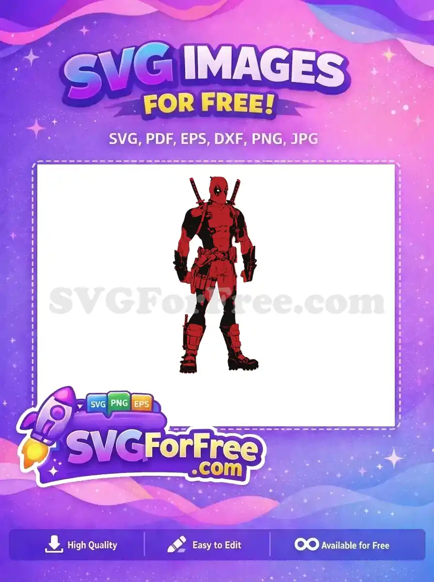 Free Red Masked Free Dual Katanas Deadpool Cartoon Free SVG