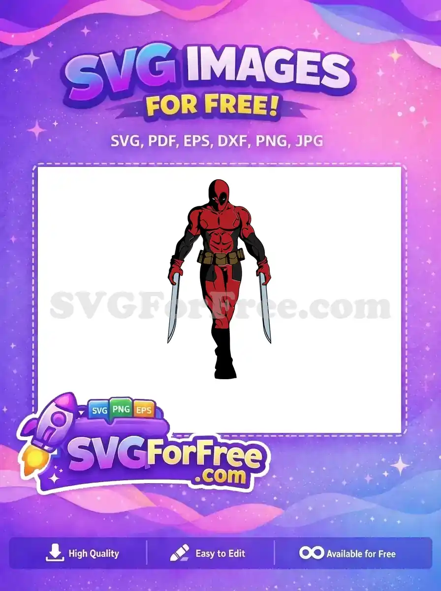 Free Red Black Suit Free Swords Deadpool Cartoon Free SVG