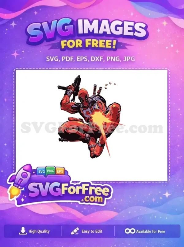 Free Crouching Gun-Firing Free Red Purple Suit Deadpool Free SVG Free Crouching Gun-Firing Free Red Purple Suit Deadpool Free SVG