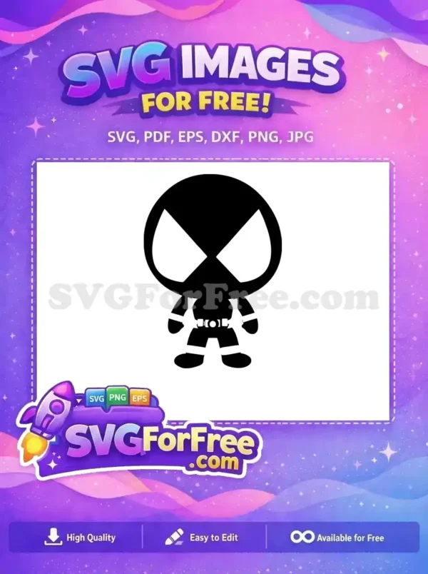 Free Chibi Masked Free Belted Hero Deadpool Cartoon Free SVG