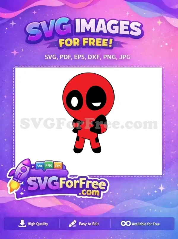 Free Red Cartoon Deadpool Playful Free Black Suit Mischievous Pose Deadpool Cartoon Free SVG