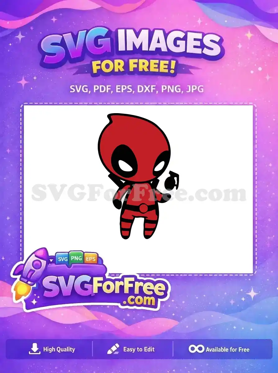 Free Cute Red Chibi Free Grenade Holder Deadpool Cartoon Free SVG