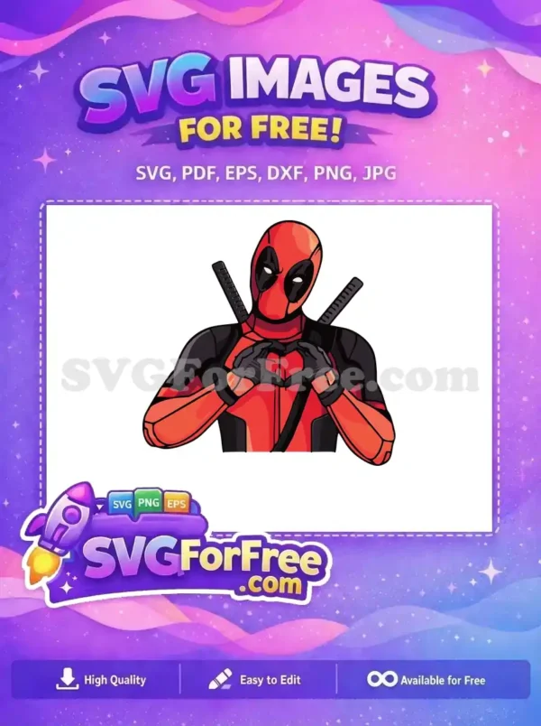 Free Heart Hands Free Red Suit Katanas Deadpool Cartoon Free SVG Free Heart Hands Free Red Suit Katanas Deadpool Cartoon Free SVG