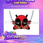 Free Red Black Suit Free Dual Katanas Belt Deadpool Cartoon Free SVG - Instant Download