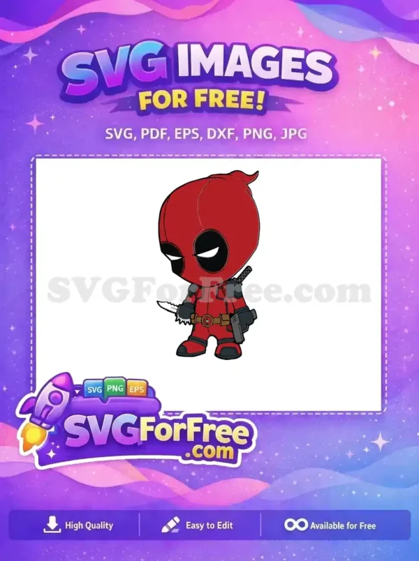 Free Red Suit Free Cartoon Deadpool with Knife Free SVG Free Red Suit Free Cartoon Deadpool with Knife Free SVG