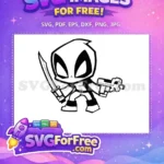 Free Masked Character Katana Free Pistol Wielding Dynamic Deadpool Cartoon Free SVG - Instant Download