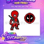Free Pixel Art Red Suit Free Dual Katana Hero Deadpool Free SVG - Instant Download