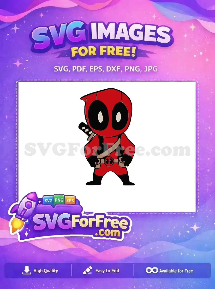 Free Red Masked Katana Free Brown Belt Pouches Deadpool Cartoon Free SVG