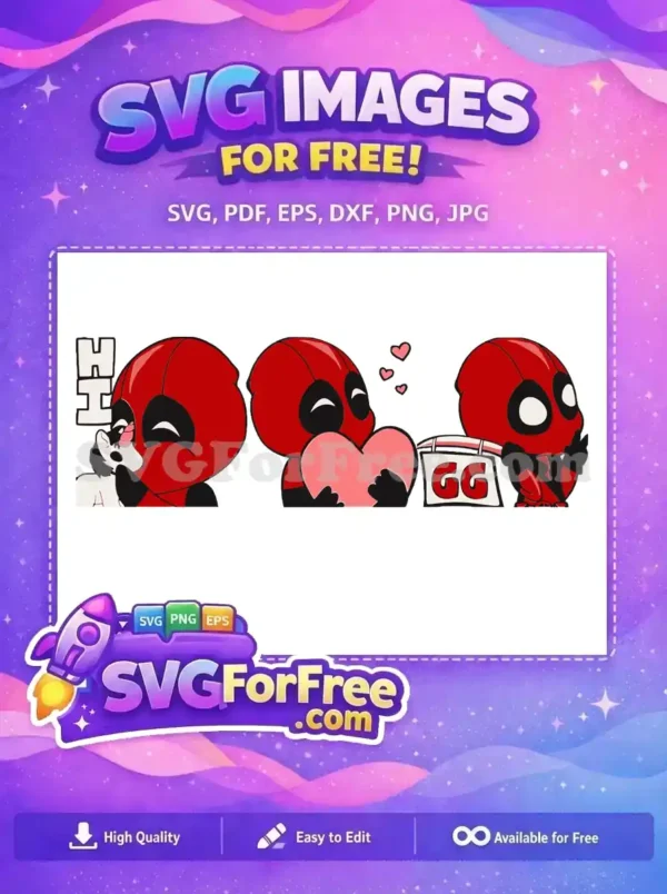 Free Cute Deadpool unicorn Free Pink heart GG Deadpool Free SVG