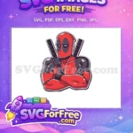 Free Muscular Deadpool Katanas Free Red Suit Determined Look Deadpool Cartoon Free SVG - Instant Download