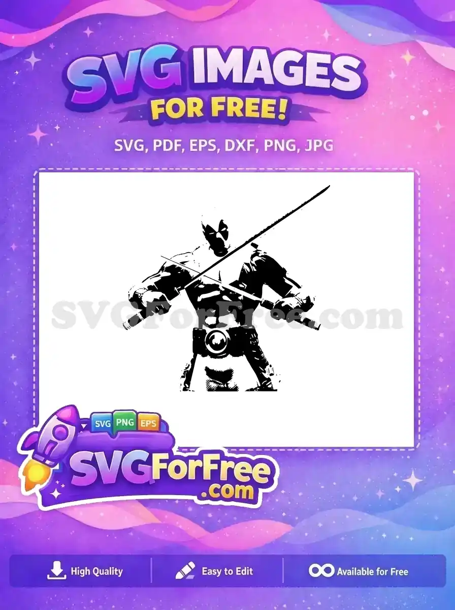 Free Dynamic Black Katana Free Masked Antihero Deadpool Cartoon Free SVG