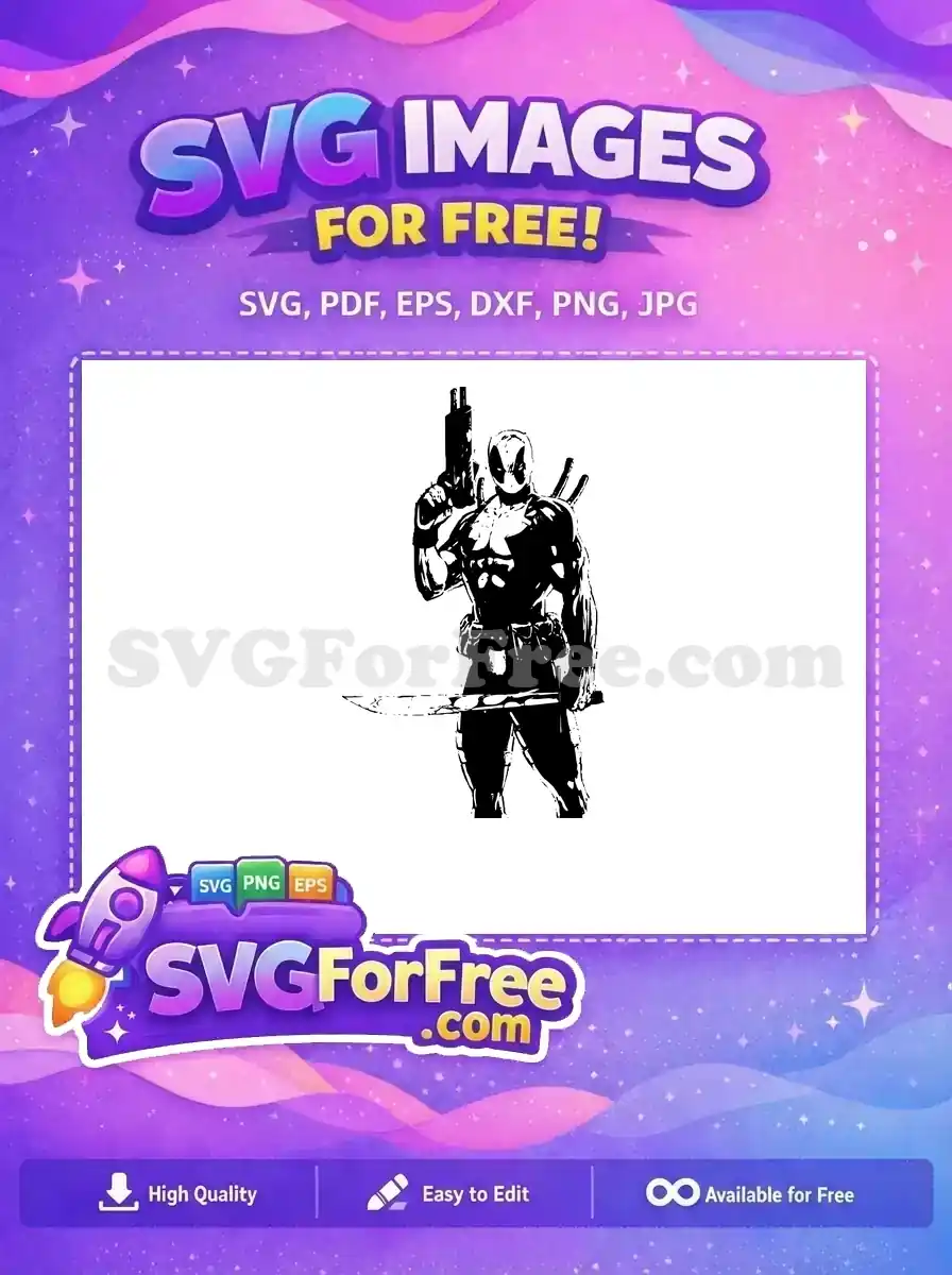 Free Deadpool with Gun Free Katanas Belt Deadpool Cartoon Free SVG