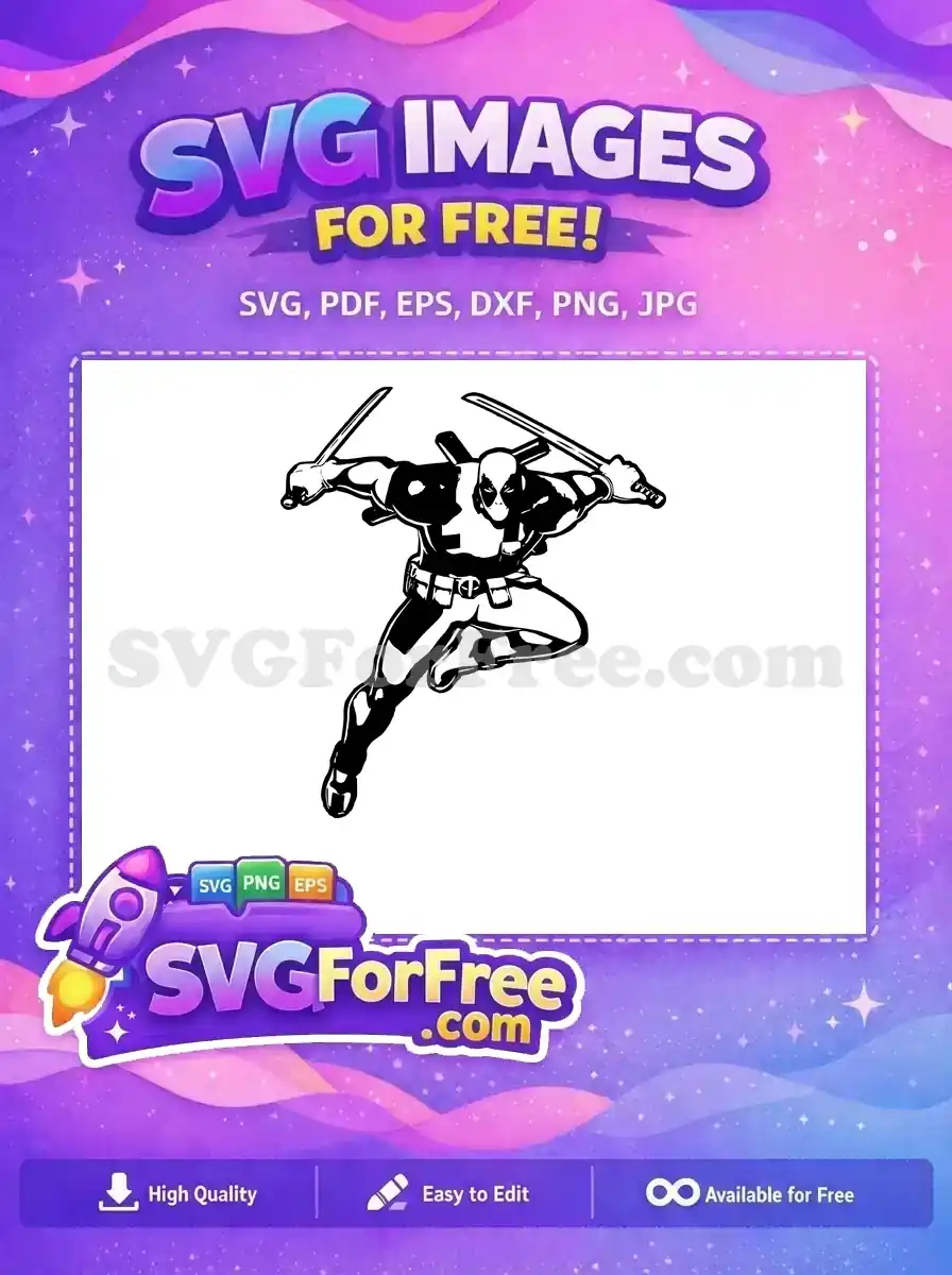 Free Dynamic Pose Free Dual Katana Swords Deadpool Cartoon Free SVG