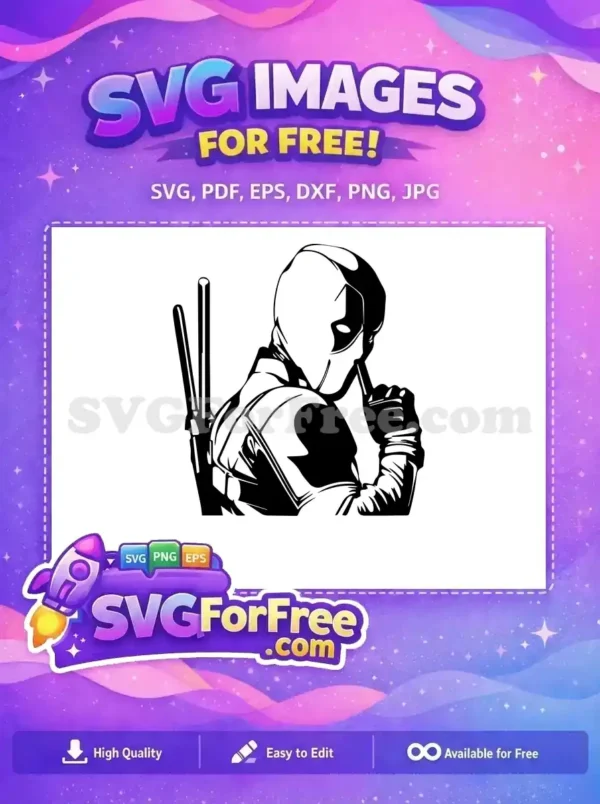 Free Shhh Finger Free Swords Deadpool Cartoon Free SVG