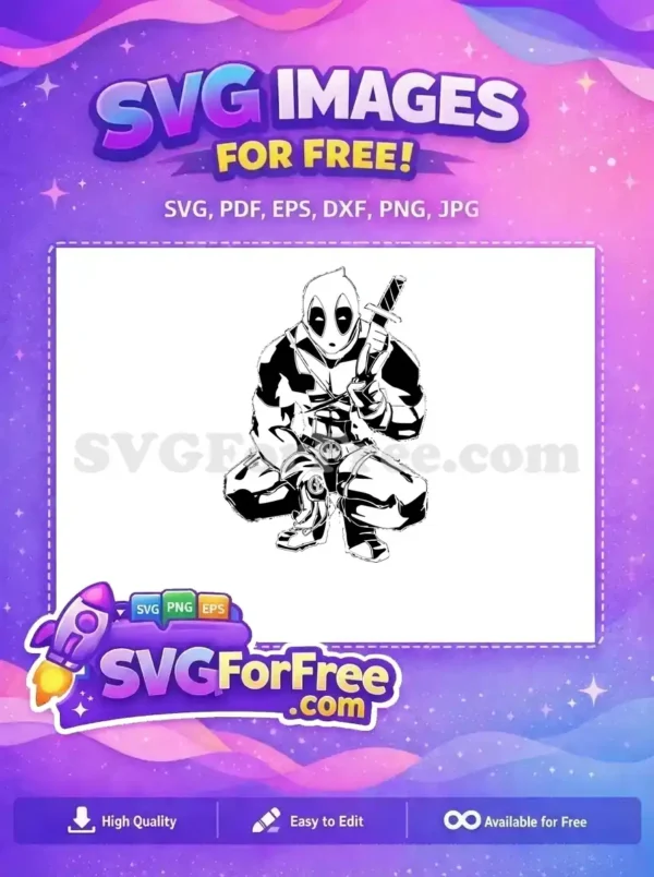 Free Cartoon Deadpool Free Sword Pose Deadpool Movie Free SVG