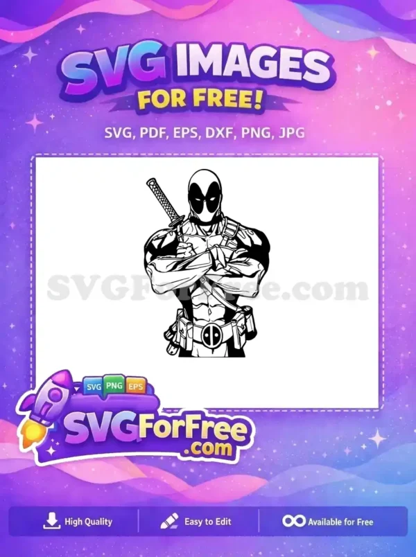 Free Crossed Arms Free Katana Sword Deadpool Free SVG