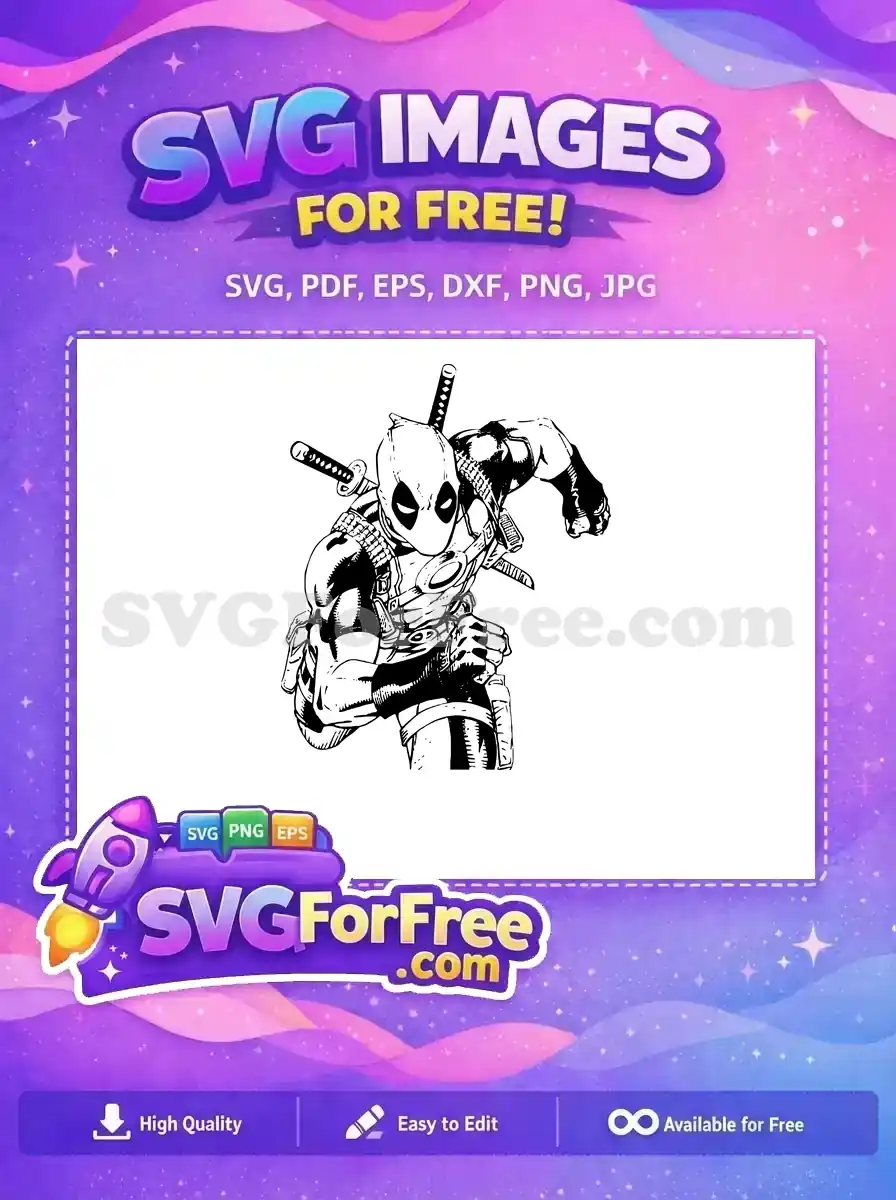 Free Cartoon Swords Free Angry Deadpool Pose Free SVG
