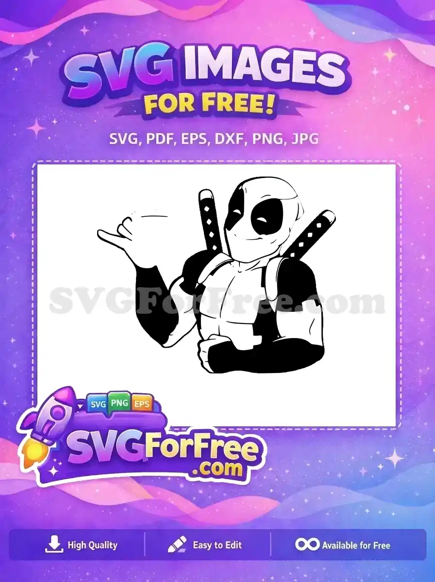Free Winking Deadpool Free Katanas Shaka Hand Gesture Cartoon Free SVG