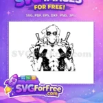 Free Intense Masked Face Free Dual Katana Deadpool Cartoon Free SVG - Instant Download