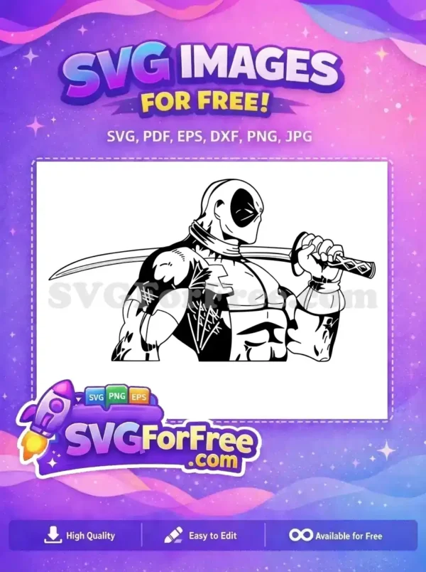 Free Masked Mercenary Free Katana Sword Deadpool Cartoon Free SVG