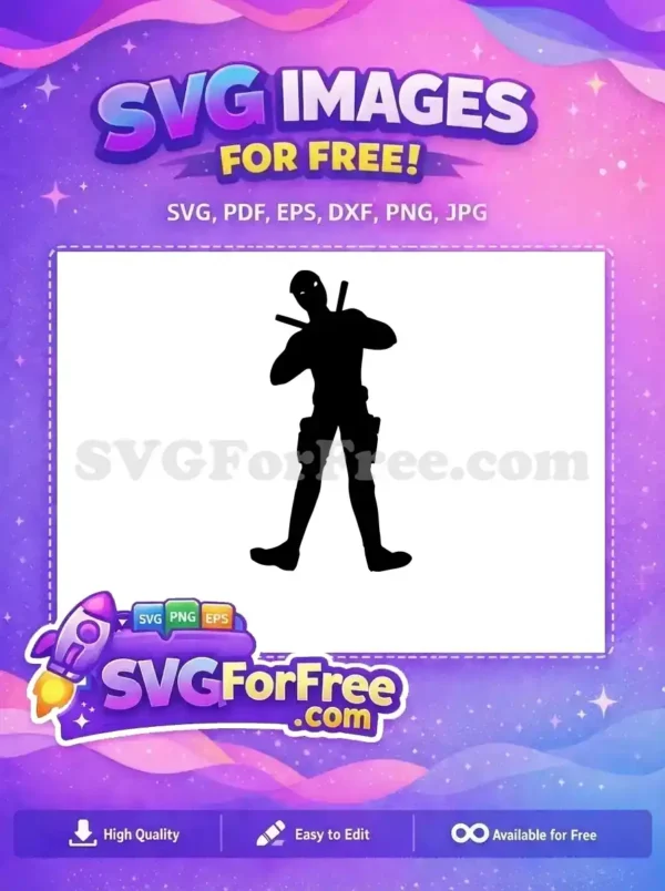 Free Swordsman Pose Silhouette Free Mercenary Costume Deadpool Free SVG