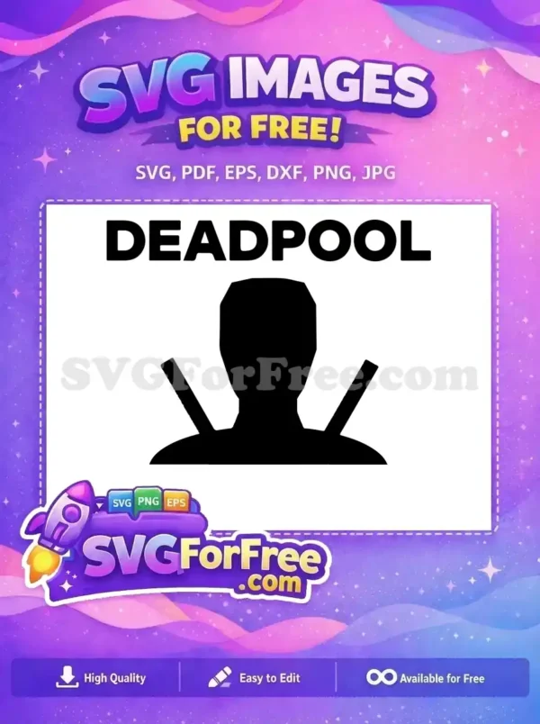 Free Black Silhouette Crossed Katanas Free Minimalist Cartoon Deadpool Free SVG