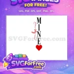 Free Black MINE Text Free Red Heart Decorative Swirl Valentine Free SVG - Instant Download