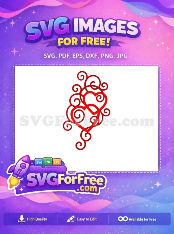 Free Intertwined Red Hearts Free Swirling Decorative Elements Romantic Design Free SVG