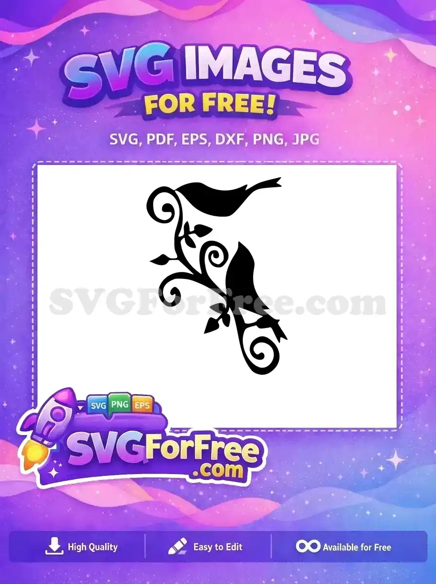 Free Black Birds Free Swirling Vines Decorative Art Free SVG
