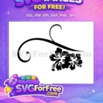 Free Black Swirl Free Hibiscus Flowers Elegant Floral Design Free SVG - Instant Download