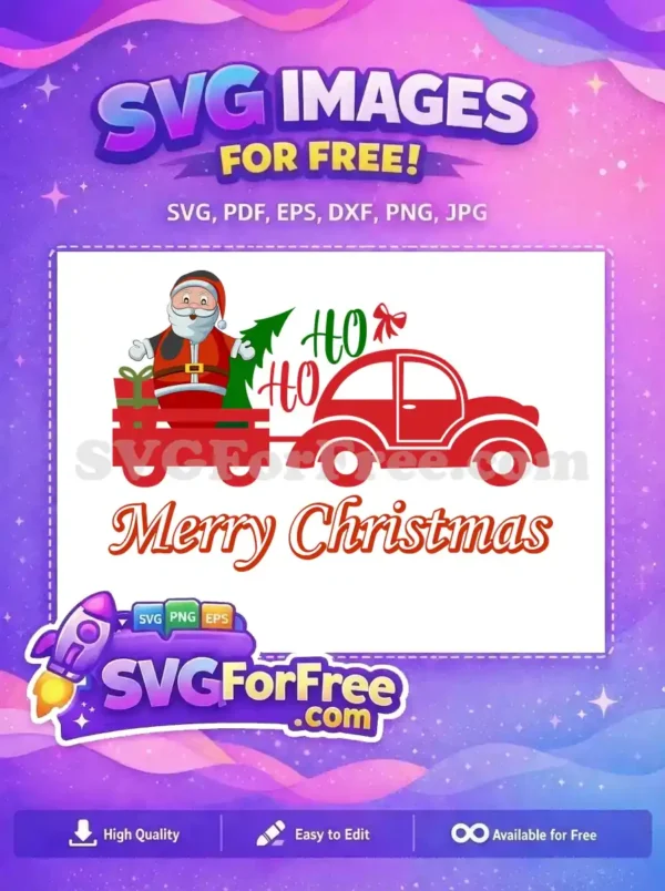 Free Santa in Car Free Christmas Tree Merry Christmas Free SVG