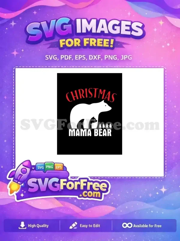 Free White Mama Bear Free Hugging Cub Christmas Free SVG