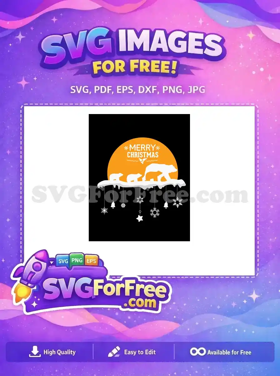 Free Polar Bear Family Free Merry Christmas Scene Free SVG