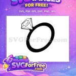 Free Shiny Black Diamond Ring Free Engagement Proposal Romantic Occasion Free SVG - Instant Download
