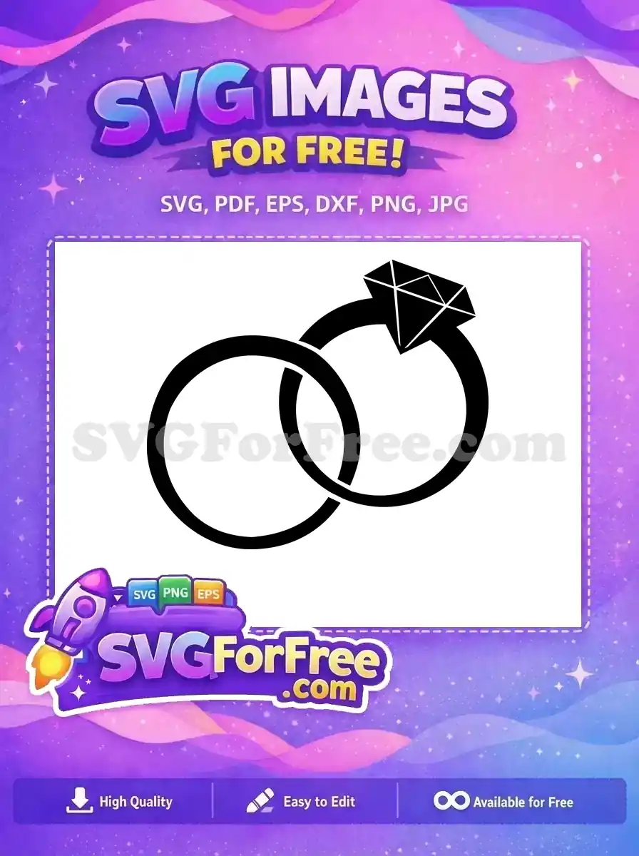 Free Elegant Interlocking Wedding Bands Free Sparkling Diamond Ring Love Free SVG